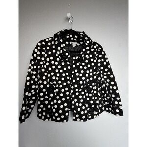 Carole Little Polka Dot Jacket S Cropped Black White Retro Chic‎ Blazer